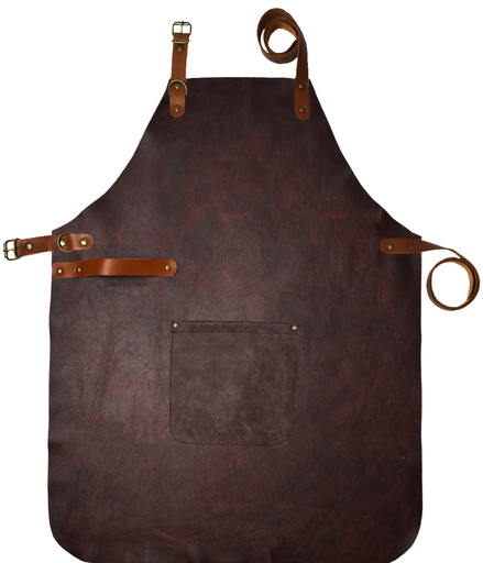 [UNI5118] Custom Full Leather Apron - Bordeaux