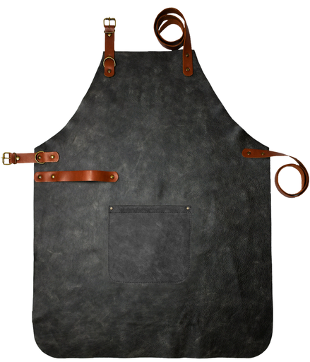 [UNI4646] Custom Full Leather Apron - Charcoal