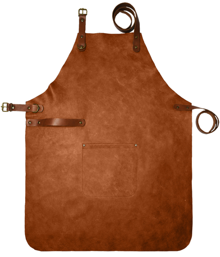 [UNI4642] Custom Full Leather Apron - Cognac