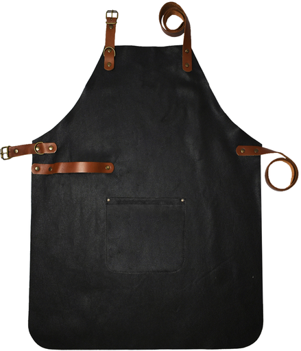 [UNI4641] Custom Full Leather Apron - Black