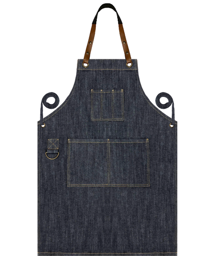 [UNI21625] Custom Full Vintage Denim Apron - Denim Blue