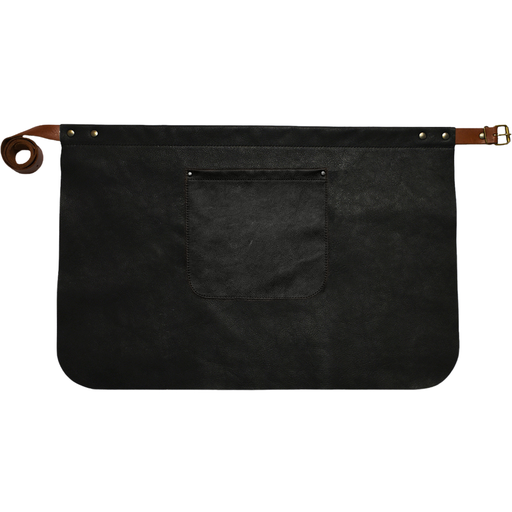 [UNI4970] Custom Half Leather Apron - Black