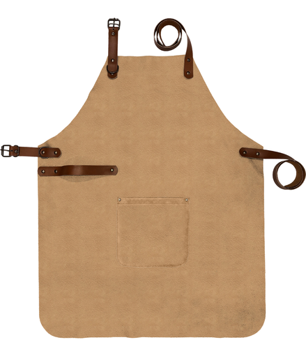 [UNI17048] Custom Full Leather Apron - Sand