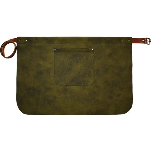 [UNI17060] Custom Half Leather Apron - Olive