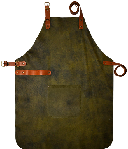 [UNI17797] Custom Full Leather Apron - Olive